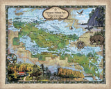 Voyageur Minnesota Historic Map Art Throw Blanket Sherpa Fleece Vintage Warm Blanket For Bed Sofa Couch Winter Travel & Gift