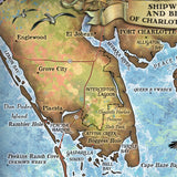 Charlotte Harbor Florida Historic Map Art Print Poster Artwork Vintage Style Abstract Wall-Unframed Home Decor & Best Gift