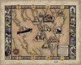 249 Historic Missions Of San Antonio vintage historic antique map painting poster print by Lisa Middleton