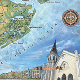 Charleston Historic Antique Map Art Print Poster Vintage Artwork Wall Art Decor For Home Office Livingroom Classroom Lakehouse Any Room Decor & Great Gift