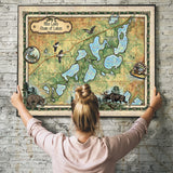 Rice Lake Chain of Lakes Minnesota Historic Map Art Print Poster Artwork Vintage Style Abstract Wall-Unframed Great Home Decor & Gift
