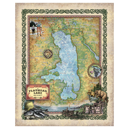 flathead lake, flathead lake mt, flathead lake map, map flathead lake, montana map, map montana, montana, montana art, western decor, horse