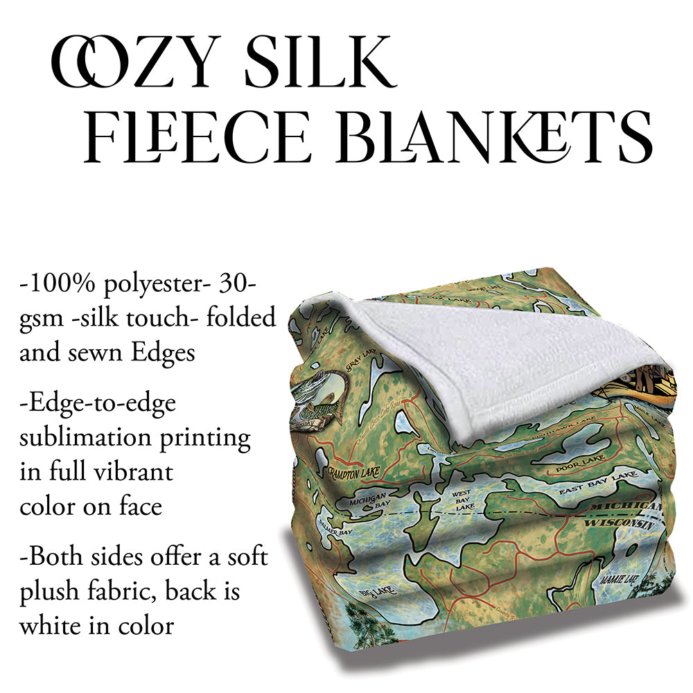 Cisco Lakes Wisconsin Sherpa Fleece Blanket Double Stitched Edges Cozy Luxury Fluffy Super Soft 430 GSM Polyester Throw Blanket