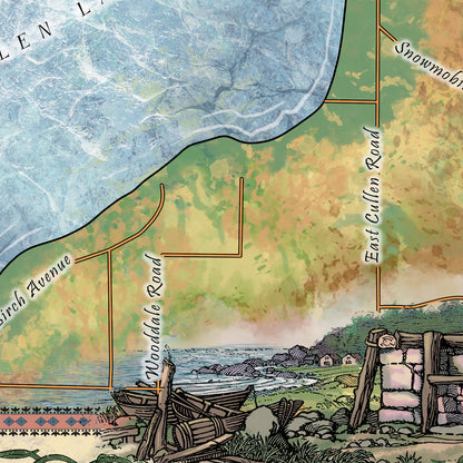 286-Lower Cullen Lake, Minnesota vintage historic antique map poster print by Lisa Middleton