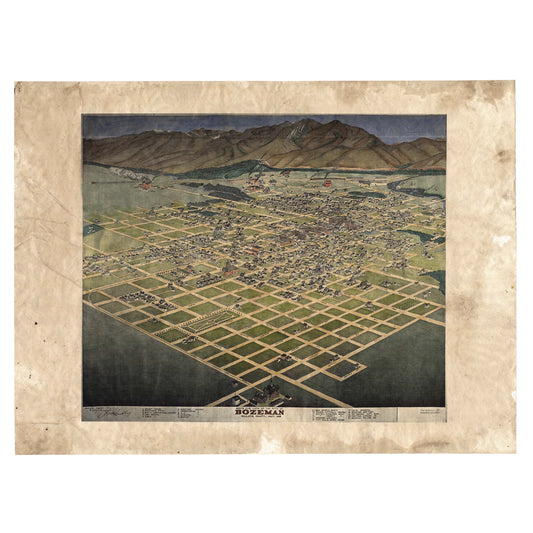 Montana Map, map of Bozeman, Vintage map, Vintage map art, Montana vintage map, old map, antique map, map vintage, map art vintage, wall map