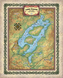 Lake Placid Historic Map Art Blanket Throw Soft Polar/Silky/Sherpa Fleece Vintage Warm Blanket For Bed Sofa Couch Gift & Winter Travel