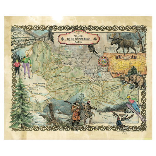 Big Sky Mountain, montana, ski map, montana map, Resort maps, vintage ski map, ski poster, montana poster, skiing gift, skiing gift, ski