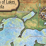 Great River Arts Whitefish Chain of Lakes with Illustrations Historic Map Reproduction Artwork Wall Art Print Vintage