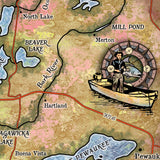 Lake Country of Northern Waukesha Wisconsin Map Art Print Poster Artwork Vintage Style Abstract Wall-Unframed Great Home Decor & Gift
