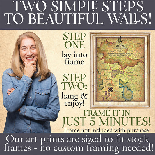 Lewis and Clark Crazy Mountains Montana Historic Map Art Print Poster Artwork Vintage Style Abstract Wall-Unframed Great Home Decor & Gift