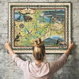 Cascade Lakes Oregon Byway Historic Map Art Print Poster Artwork Vintage Style Abstract Wall-Unframed Great Home Decor & Gift