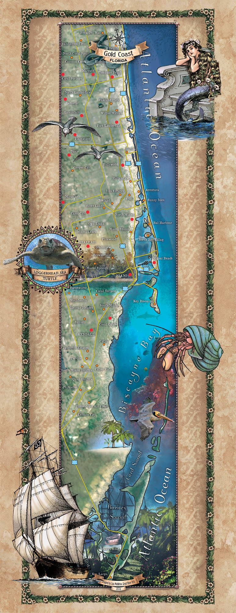 246 Custom map of the Gold Coast, FL