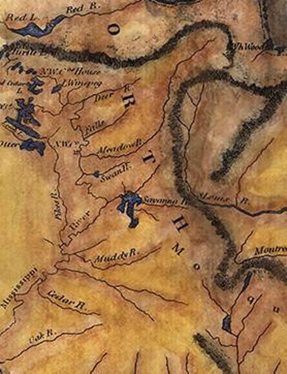 126 Upper Territories of the United States 1814 11x14" hand painted,vintage map,antique map,old map,map art,Great River Arts by Lisa Middlet