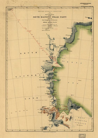 Educational Map Series, Antarctic Exploration: Route and Surveys of  the South Magnetic Polar Party, 1908-09