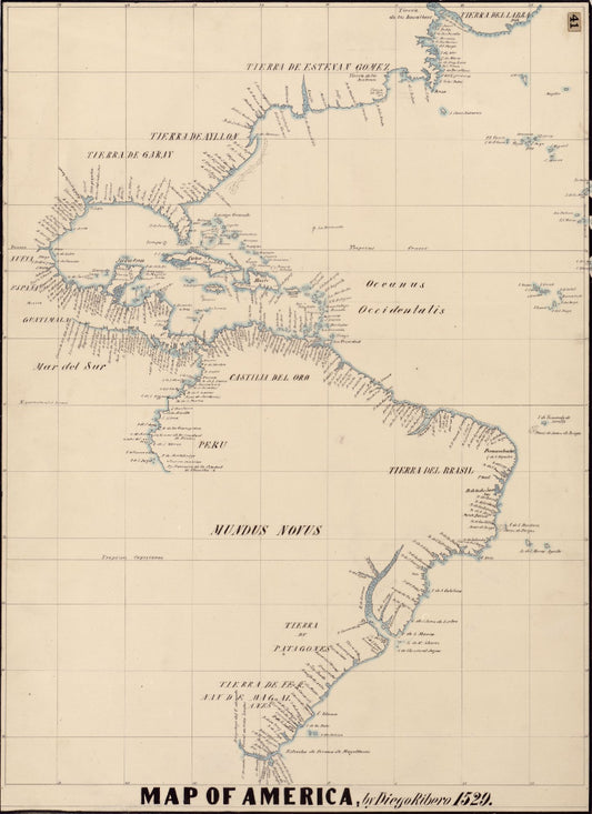 Map of America by Diego Ribero’s, 1529